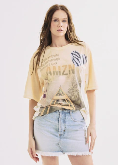 Saia Jeans Reta com Barra Desfiada Feminina