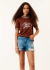 Camiseta Reta Estampada Gola Contraste Feminina Colcci