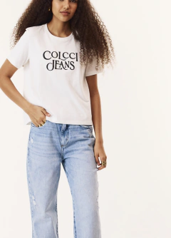 Camiseta Reta Solta Estampada Feminina Colcci