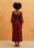 Vestido Midi Liso Manga Bufante Vermelho - comprar online