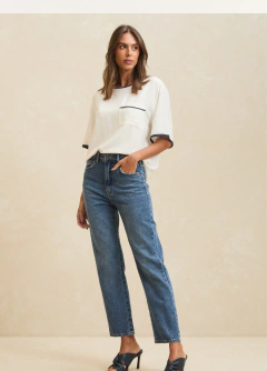 Calça Jeans Reta Cintura Alta Denim Médio - Nadia- Forum