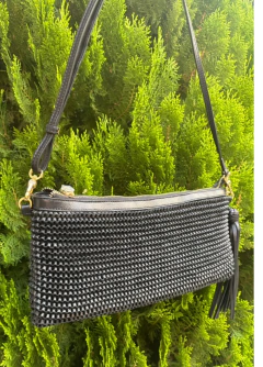 Bolsa Clutch Média Madras Preto Luz da Lua