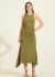 Vestido Maxi Midi de Malha com Franzidos na internet