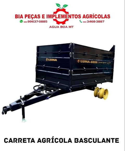 CARRETA BASCULANTE MODELO 6000 EIXO SIMPLES RODADO DUPLO COM PNEUS