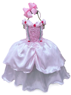 Fantasia Vestido Luxo Infantil Princesa Bela / Ariel C/ Tiara