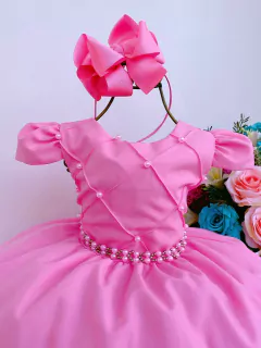 Vestido Infantil Batizado Casamento C/ Cinto Pérola E Tiara - comprar online