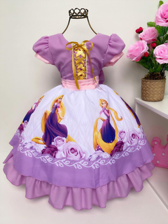 Vestido De Festa Infantil Princesa Rapunzel Enrolados