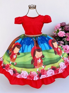 Vestido De Festa Luxo Chapeuzinho Vermelho C/ Capa - 2 - Espaço Mary Kids
