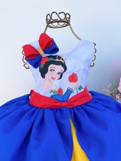 Vestido De Festa Luxo Infantil Branca De Neve C/ Laço - comprar online