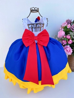 Vestido De Festa Luxo Infantil Branca De Neve C/ Laço na internet