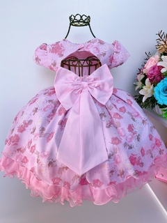 Vestido Rosa Floral Infantil Luxo Aniversário na internet