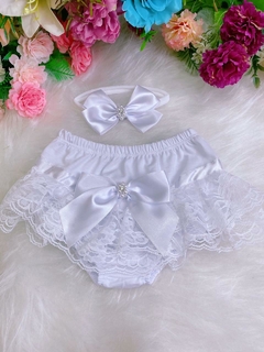 Imagem do Kit Infantil Calcinha Bunda Rica Luxo Com Faixa Laço