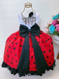 Vestido Infantil Luxo Joaninha Acompanha Laço - Espaço Mary Kids