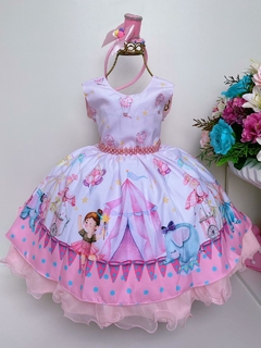 Vestido De Festa Luxo Infantil Circo C/ Tiara - Espaço Mary Kids
