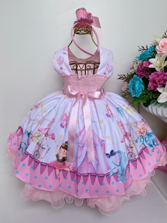 Vestido De Festa Luxo Infantil Circo C/ Tiara - loja online