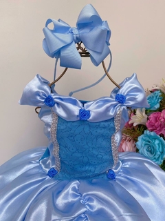 Fantasia Vestido Luxo Infantil Princesa Cinderela / Frozen c/ Tiara - Espaço Mary Kids