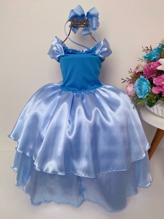 Imagem do Fantasia Vestido Luxo Infantil Princesa Cinderela / Frozen c/ Tiara