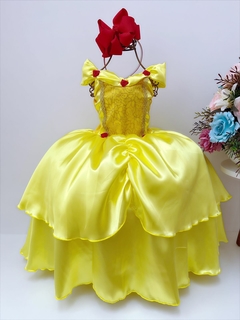 Fantasia Vestido Luxo Infantil Princesa Bela C/ Tiara - loja online