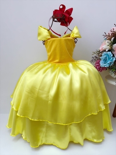 Imagem do Fantasia Vestido Luxo Infantil Princesa Bela C/ Tiara