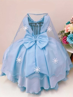 Fantasia Vestido De Festa Luxo Infantil Frozen C/ Capa - comprar online