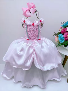 Fantasia Vestido Luxo Infantil Princesa Bela / Ariel C/ Tiara - loja online