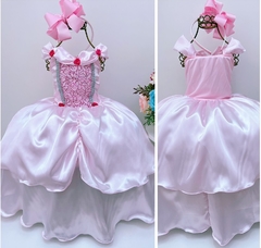 Fantasia Vestido Luxo Infantil Princesa Bela / Ariel C/ Tiara - Espaço Mary Kids