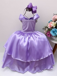 Imagem do Fantasia Vestido Luxo Infantil Princesa Sofia / Rapunzel C/ Tiara