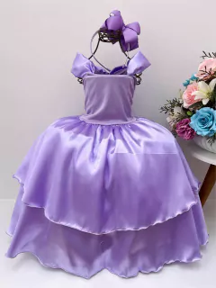 Imagem do Fantasia Vestido Luxo Infantil Princesa Sofia / Rapunzel C/ Tiara
