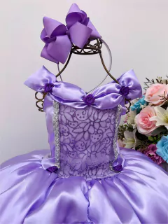 Fantasia Vestido Luxo Infantil Princesa Sofia / Rapunzel C/ Tiara - loja online