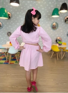 Vestido Curto Infantil Liso manga longa - Moda Verão na internet