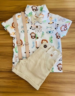 Conjunto Luxo Infantil C/ Bermuda/ Camisa/ Gravata/ Cinto - Zoo