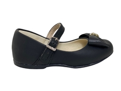 Sapatinho Infantil Cinderela Festa Flor Di Mila Feicho Fivela - Preto Fosco