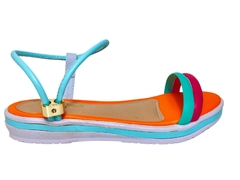 Sandália Infantil Tiras Coloridas Rasteirinha Flor Di Mila