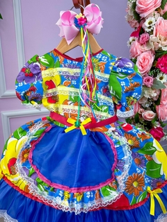 Vestido Festa Junina Infantil Caipira - Azul - Mod. 23 na internet