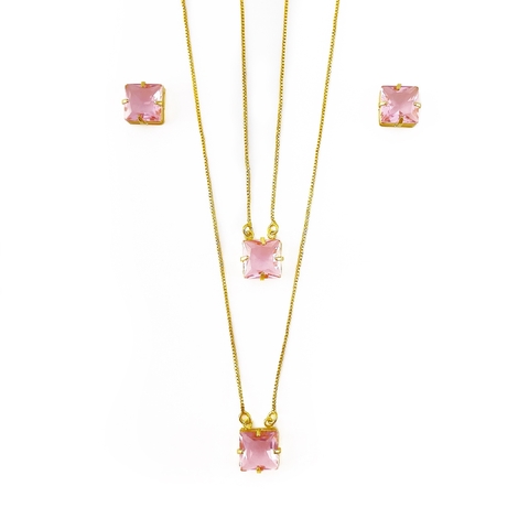 Conjunto Escapulário Turmalina Rosa