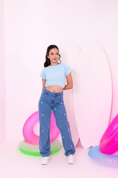 Calça wide leg corações - Mel e Pepper