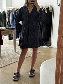VESTIDO POPLIN VOLADO RAYADO #V73 en internet
