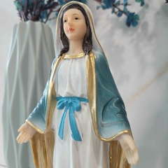 Imagem Nossa Senhora das Graças 20cm Resina importada Premium Riqueza de Detalhes Oratório Fé