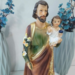 Imagem São José 30cm em Resina Importada grande rica em Detalhes Fé e Decoração - loja online