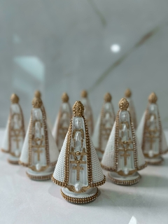Kit 10 Imagem Nossa Senhora Aparecida 15cm - Branca - Gesso Maciço com Strass na internet
