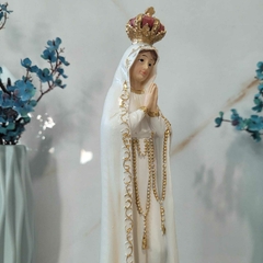 Imagem Nossa Senhora de Fátima 30cm em Resina Importada Rica em Detalhes - loja Frei Mariano