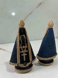 Kit 2 Imagem Nossa Senhora Aparecida 15cm - Azul - Gesso Maciço com Stras - loja online