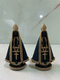 Imagem do Kit 2 Imagem Nossa Senhora Aparecida 15cm -Gesso Maciço com Stras
