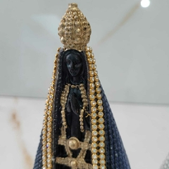 Kit 5 Imagem Nossa Senhora Aparecida 15cm - Azul - Gesso Maciço com Strass - loja online