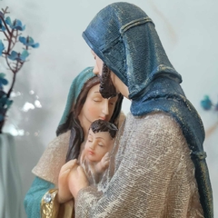 Imagem Sagrada Família Afetuosa 30cm Resina importada Fina com Pedraria e Manto Estilo Antigo - comprar online