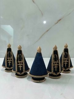 Kit 5 Imagem Nossa Senhora Aparecida 15cm - Azul - Gesso Maciço com Strass na internet