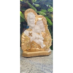 IMAGEM DA SAGRADA FAMÍLIA EM GESSO DOURADA / 30cm - loja online