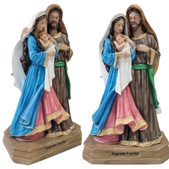 Imagem Sagrada Família resina tradicional colorida para casamento e decoração com Jesus Maria José - loja online
