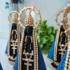 KIT COM 6 IMAGENS DE NOSSA SENHORA APARECIDA INQUEBRÁVEL AZUL TRADICIONAL COM ESTRÁS / 15CM - comprar online