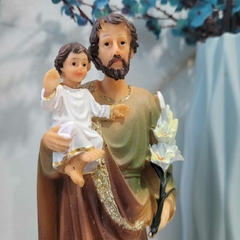 Imagem São José 20cm Resina Importada pequeno Premium Fé Devoção Decoração na internet